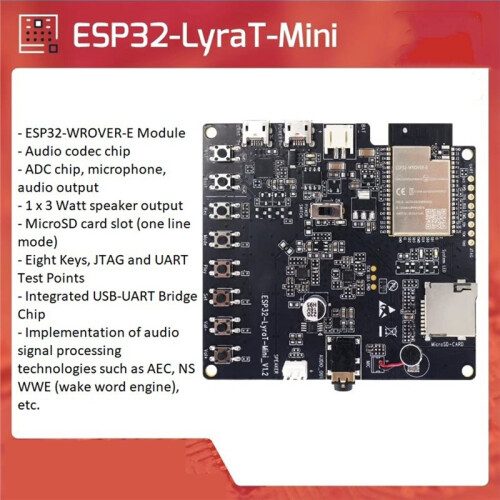 ESP32-LyraT- Development Board Onboard ESP32-WROVER-E Module AEC/AGC/NS Audio Evaluation Board 1