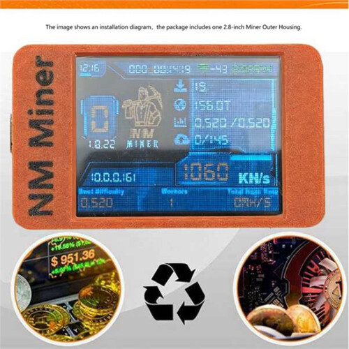 NMMiner Nerdminer+ Gabinete para Minerador Impressão 3D ESP32, Cobertura Externa para Placa-Mãe com Tela Inteligente de 2,8 Polegadas 2