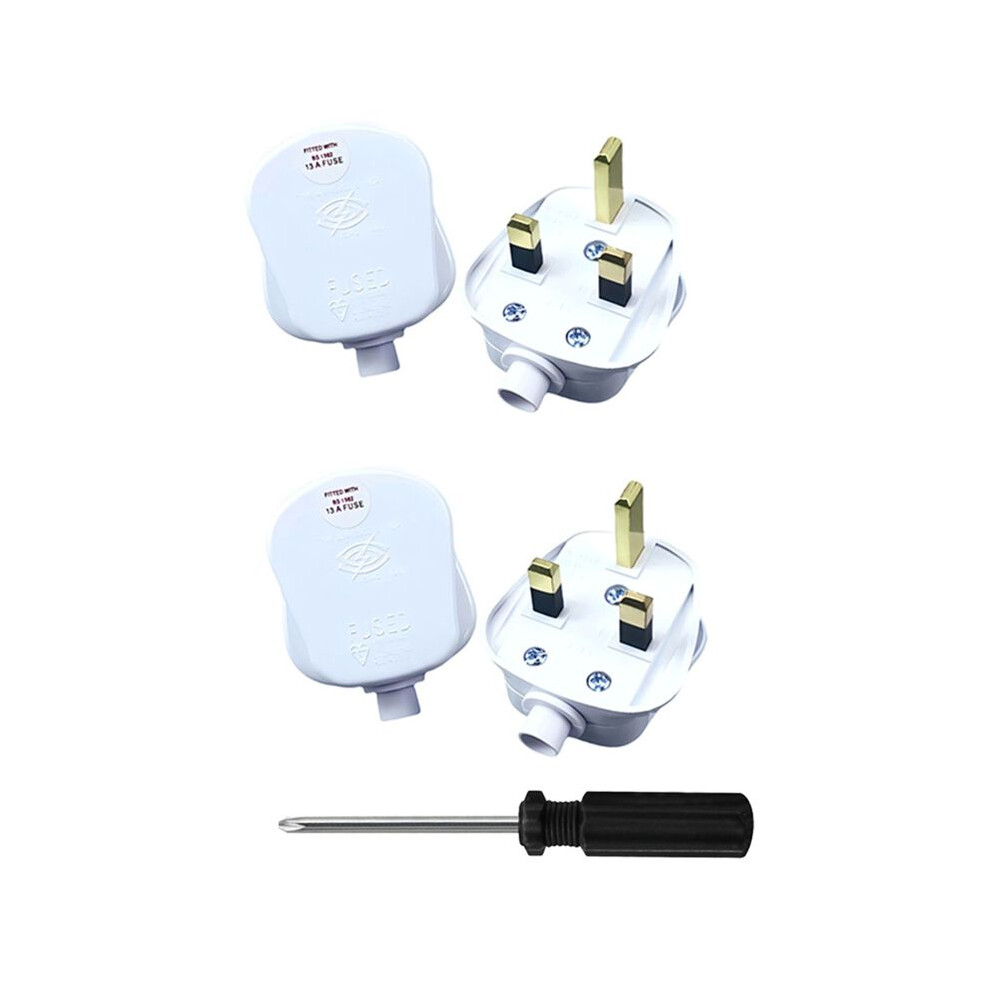 Photos - Cable (video, audio, USB) 4Pcs UK 3-Pin AC Power Plugs with Fused Socket Adaptor Rewireable Male Connectors Extension Cord Cable UK Plug White