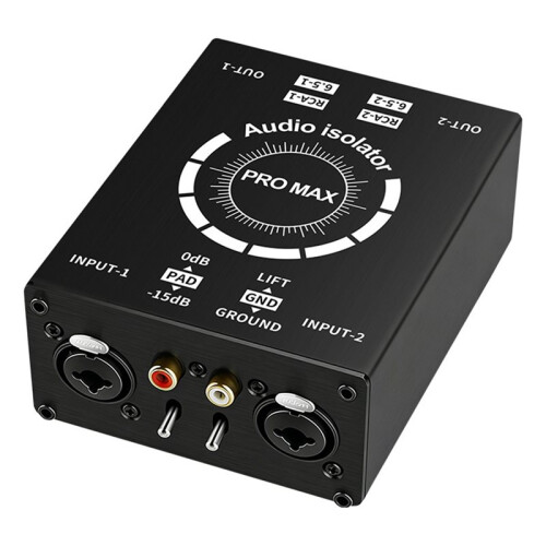 New XLR 6.35 HiFi Stereo Version Audio Isolation Box Ground Loop Isolator/Noise Filter/Hum Eliminator for Audio System 1