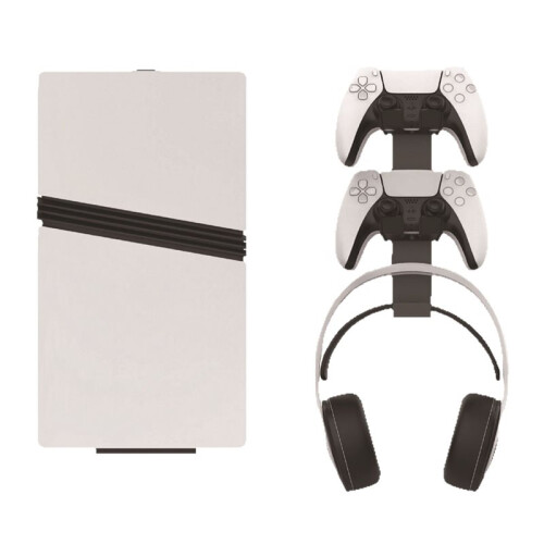 Universal Wall-Mounted Stand for PS5 / Sim/Pro Combined Controller & Headset Storage Iron Gaming Storage Rack White 2