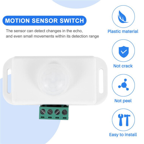 12V 24V PIR Bewegingssensor Functie Controller LED  Body Infrarood Schakelaar Motion Timer Wit voor LED-Strips 1