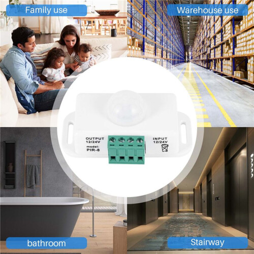 12V 24V PIR Bewegingssensor Functie Controller LED  Body Infrarood Schakelaar Motion Timer Wit voor LED-Strips 2