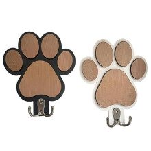 Chic Wooden Paw Print Wall Hook - Polished Finish, Handcrafted Towel & Clothes Hanger for Bedroom and Bathroom Decor