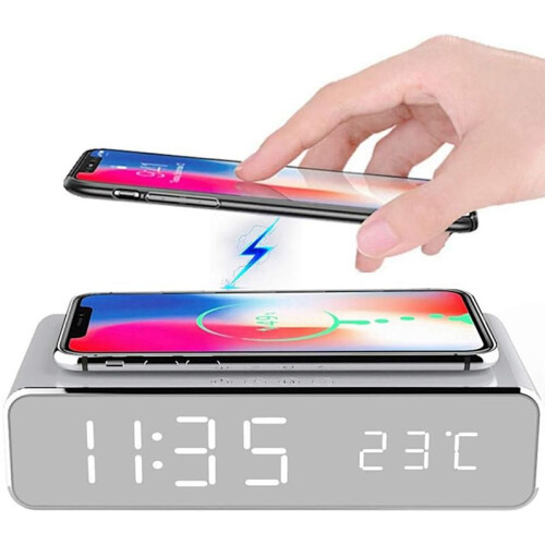 Digital Alarm Clock with Wireless Charging, Temperature Display - Ideal for Heavy Sleepers 1