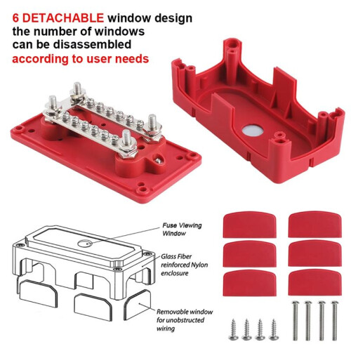 M10 Busbar Box Module 300A 48V 4 Terminal Ways High Current Busbar Cable Organizer Box Amplifier 2