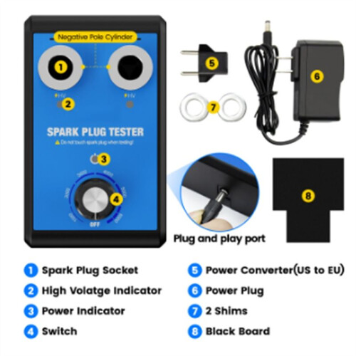 OBD for Resource Car  Tester Dual Holes 0-6000rpm Work Frequency Auto Engine Ignition Coil Tester EU Plug 2