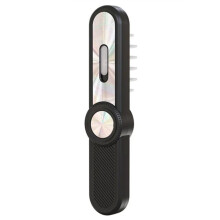 Elektrischer Chatter-Massagekamm, Lichttherapie, Haarwuchsmassage, Kopfhautbürste, Anti-Haarausfall, Flüssigöl-Applikator, Schwarz