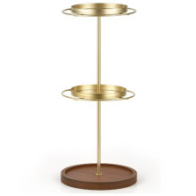 360 Drehbarer Sonnenbrillen-Organizer - Goldfarbener Brillenhalter mit Holztablett, Organizer für Brillen und Sonnenbrillen für Den Schreibtisch