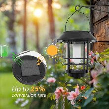 Solar Lanterns for Outdoor Garden Flickering Flame Effect Solar Powered Hanging Light Waterproof Wall Mount