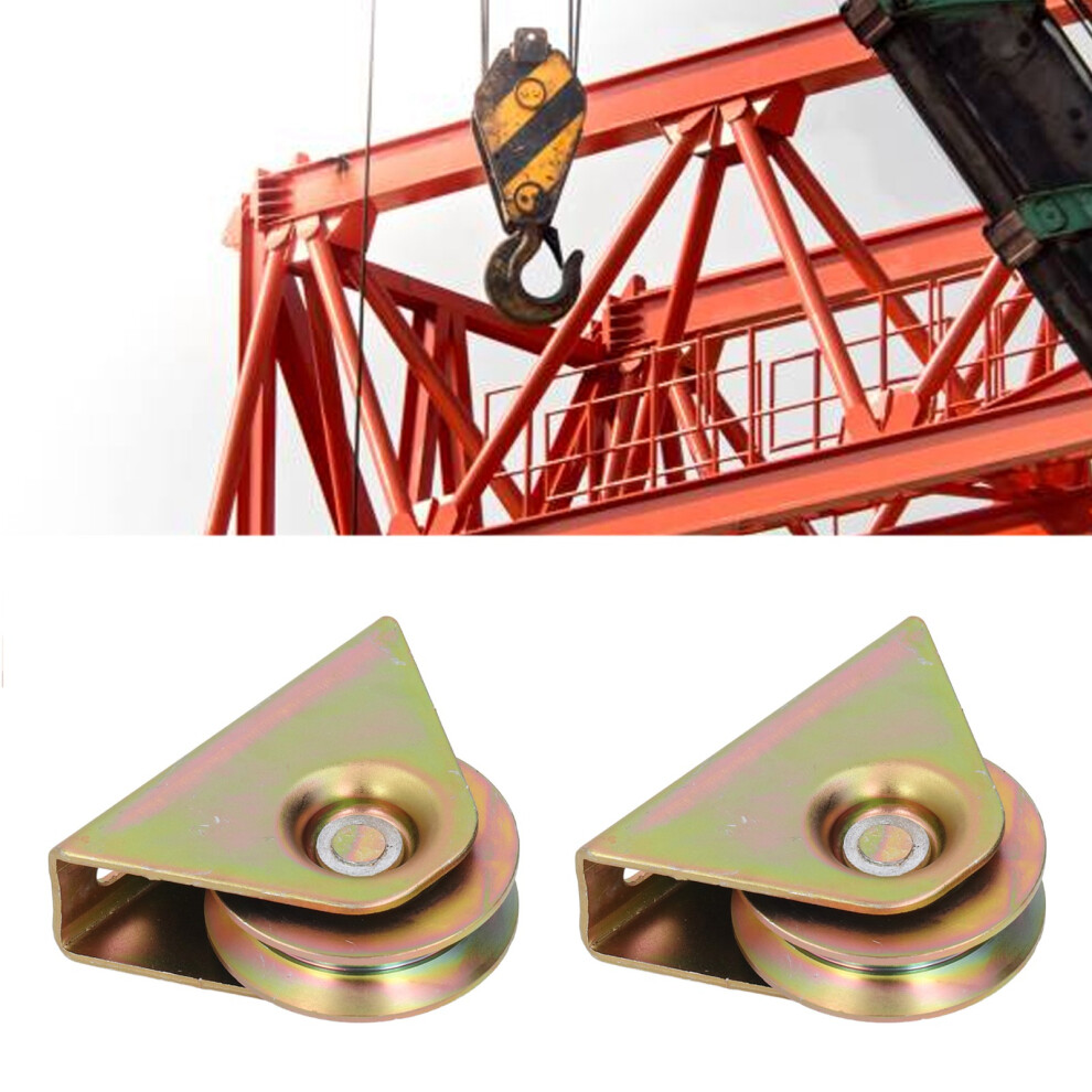 2Pcs Groove Pulley Wheel 48Mm Galvanized Steel Rope Block 250Kg 7621384996012
