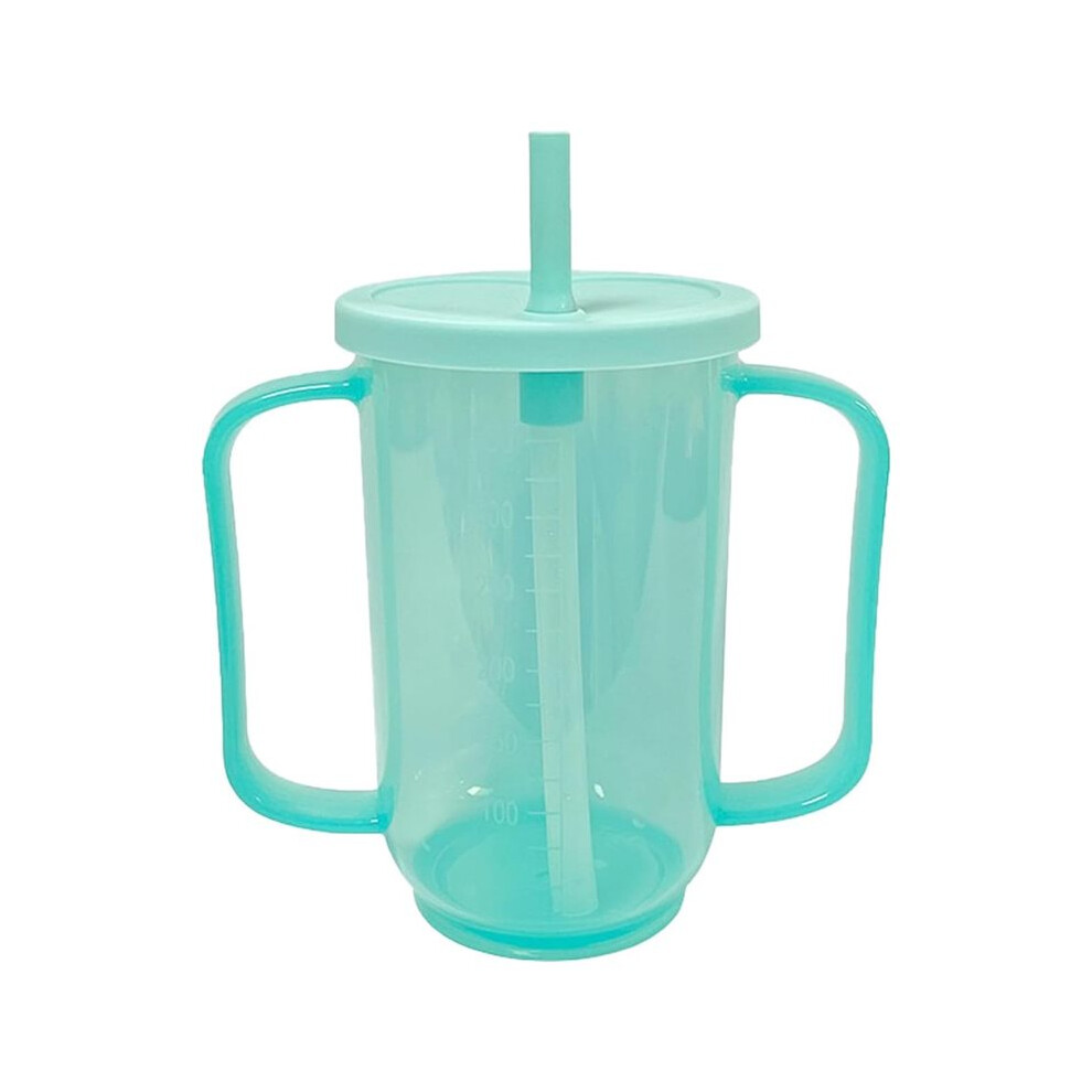 Adult Sippy Cups for Elderly 12oz - No Spill Cups with Dual Handles and Straw for Disabled Patients