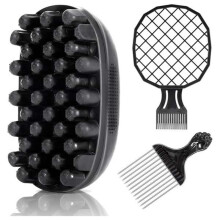 Premium Twist Hair Sponge Brush, Twist Styler Comb Set for Men & Women, Metal Brush Pick and Twist Comb for Afro, Curly