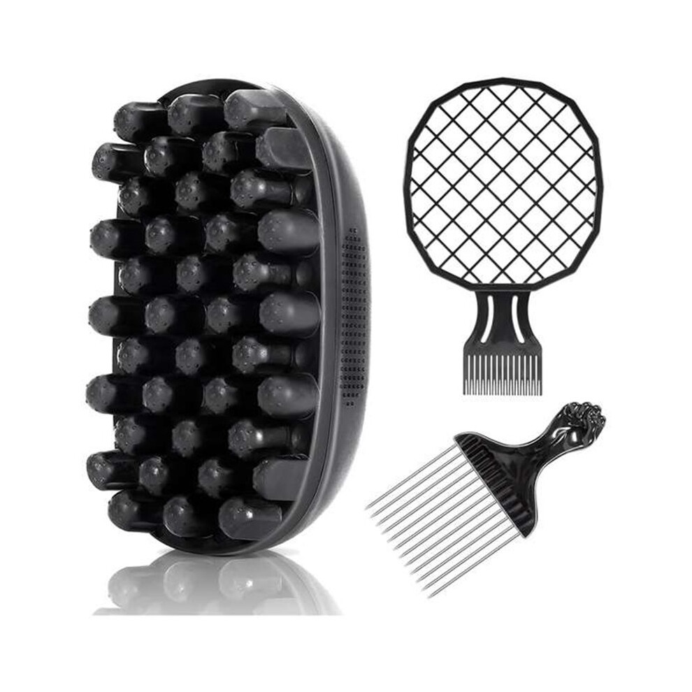 Premium Twist Hair Sponge Brush, Twist Styler Comb Set for Men & Women, Metal Brush Pick and Twist Comb for Afro, Curly