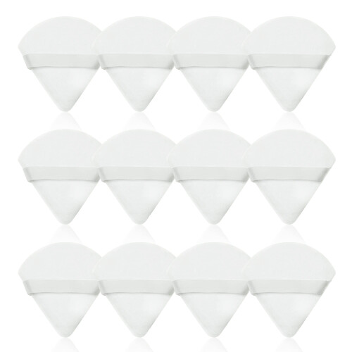 Makeup Powder Puff Set, 6pcs Soft Triangle Velour Puffs with Strap for Precise Loose Powder Application