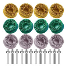 Conjunto de 12 Discos de Cerdas de 2 Polegadas com Grãos 120, 80 e 50, com Encaixe de 1/4 de Polegada.