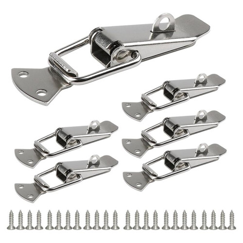 10Pcs Spring Loaded Toggle Catch, Stainless Steel Spring Toggle Lock with Padlock Hole for Cabinet, Wooden Case Medium