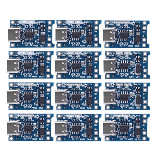 12Pcs Type-C 18650 Lithium Battery Charger Module 5V 1A Charging Board with Dual Protection Functions for DIY Projects 1