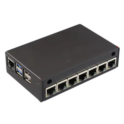 MPRG7, para Raspberry Pi 5 PCIE para Placa Ethernet 7xGigabit, Sem Necessidade de Drivers, Compatível com RPi OS e OpenWRT, Suporte para Ubuntu,