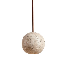Led Pendant Lamp Stone Yellow Travertine Chandelier G4 5W Warm Light 85-265V Bedside Small Round Light