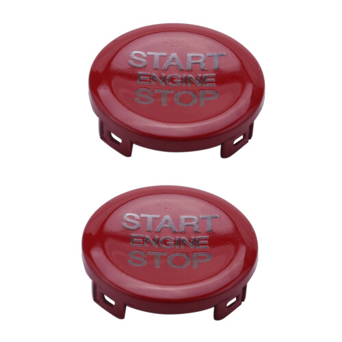2X ABS Car Engine Start Stop  Button Cover Trim for  Giulia Stelvio 2017 2018 (Red)