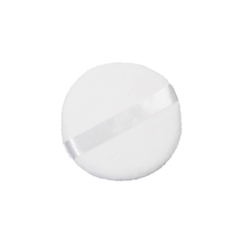 Round Jumbo Velour Powder Puff with Ribbon, Soft 4Inch Makeup Applicator