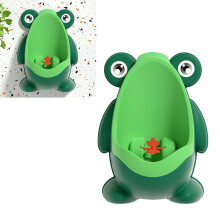 Baby-Frosch Cartoon-Kindertoilette, wandmontiert & stehend, für Jungen, einfach zu bedienen