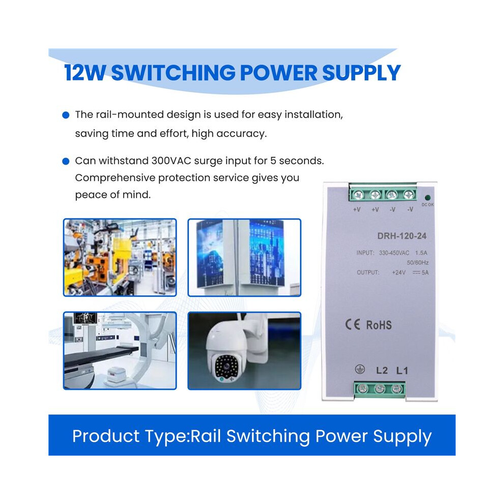 Drh-120-24 Switching Power Supply 380Ac 120W Single Output 24V Industrial Din Rail Power Supply 4713874471895