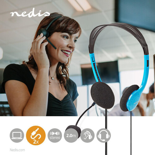 Auricolare PC | On-ear | Stereo | 2x 3,5 mm | Microfono pieghevole | Blu 1