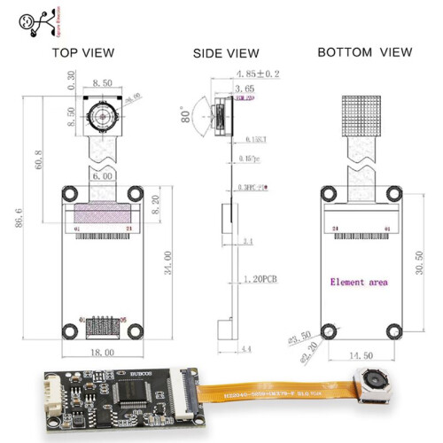 4K HD Face Recognition Autofocus Camera Module with USB Microphone Driverless 8-Megapixel IMX179 IC Chip Integrated 1