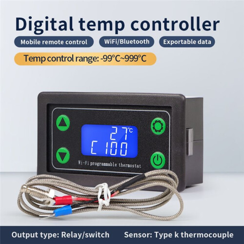 Tuya WIFI High Temperature Controller Digital Programmable Thermostat K-Type Thermocouple -99-999 Degrees ZFX-TW01 2