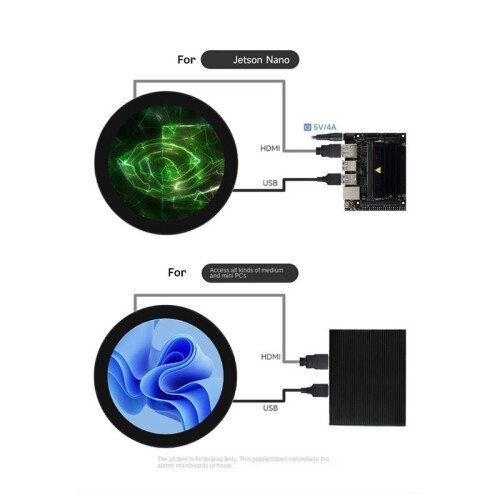 Waveshare 4 Inches -Compatible Circular Capacitive Screen 720x720 Resolution IPS Display Panel 10 Point Touch Screen 1