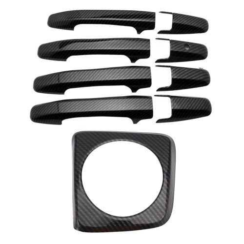 1 Pcs Automatic Shift Panel Carbon Style Central Control Panel & 4 Pcs Car Side Door Handle Frame Cover Trim