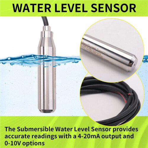 Submersible Water Level Sensor 4-20mA 0-10V Output Hydrostatic Level Sensor Transmitter Level Sensor Transducer 1