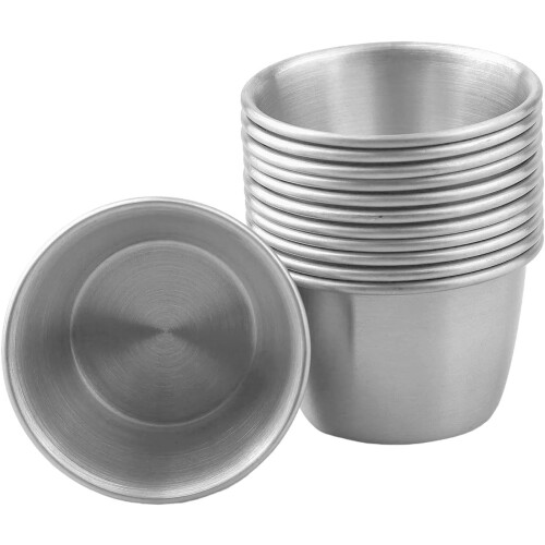 Stainless Steel Dipping Sauce Containers 12Pack, Assorted Sizes for Condiments 1