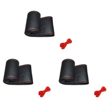 3X New Tresse Universelle Sur Le Volant Couvre Volant de Voiture en Cuir PU pour Couvrir L'Ensemble Du Connecteur Unique 38cm