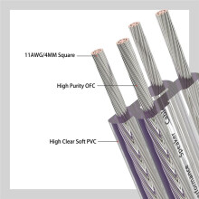 Kabel Głośnikowy 11AWG z Czystej Miedzi OFC Posrebrzany, Kabel Głośnikowy Audio do Głośników HiFi Surround, Oznaczenie Biegunowości, 1 M