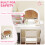 AIYAPLAY Girls Dressing Table with 2-Colour LED Mirror and Stool, White 7