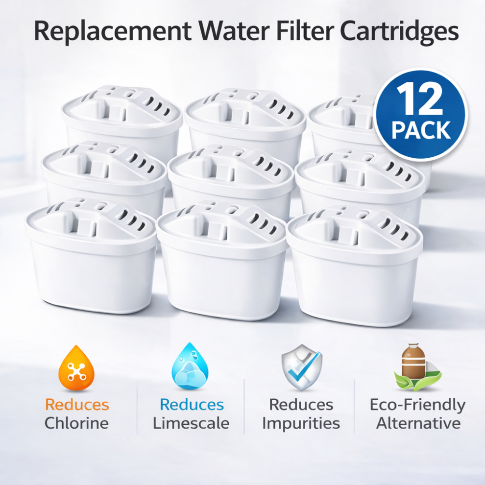 Klamol 12 Pack Water Filter Cartridges For Brita Maxtra+ & Maxtra Pro Compatible Marella Jug Reduces Chlorine & Pfas