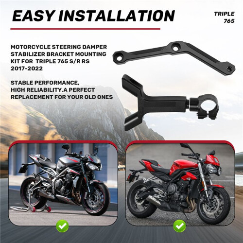 Motorcycle Steering Damper Stabilizer Bracket Mounting Kit for  STREET TRIPLE 765 S/R  2017-2022 2