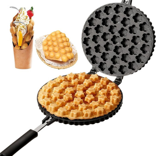 Bubble Waffle Maker, Nonstick Double Side Flower Pattern Egg Waffler Iron, Aluminum Alloy Ice Cream Cone Maker 1