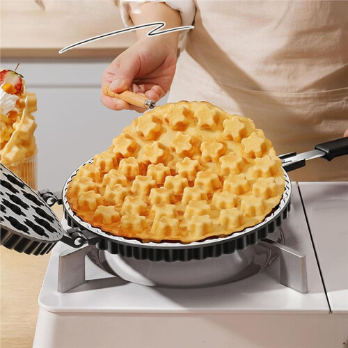 Bubble Waffle Maker, Nonstick Double Side Flower Pattern Egg Waffler Iron, Aluminum Alloy Ice Cream Cone Maker 2