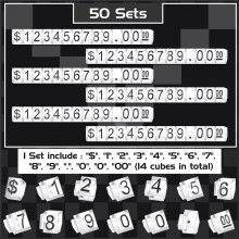 50 Juegos de Cubos para Exhibir Precios, Números, Letras, Etiquetas de Precio, Bloques Cúbicos, Expositor de Dólares Ajustable, Kit de Mostrador