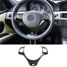 2X Car Interior Steering Wheel Decoration Cover Trim for 3 Series E90 E92 E93 2005-2012 LHD
