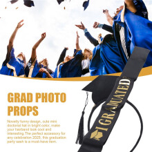 1Set Grad Cap Headband Graduated Satin Sash 2024 Graduation Party Decoration Supplies Photo Props Bachelor Hat