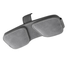 Magnetic Glasses Clip Multifunctional Pu Leather Sun Visor Glasses Case Card Ticket Pen Buckle Clip Tool Gray