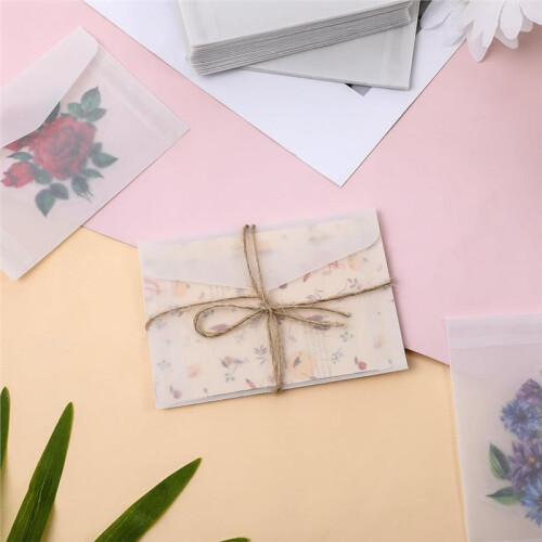 100 Envelopes de Papel Vegetal, Tamanho 4,5 X 3,2 Polegadas, Translúcidos, para Selos, Envelopes Grandes com Fechamento Automático. 2