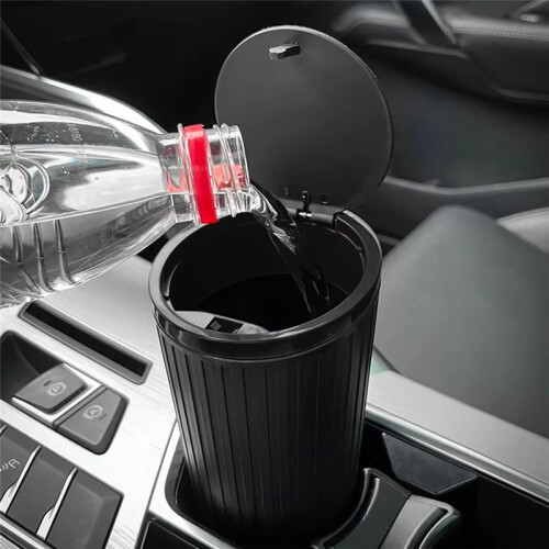 Press Type Car Trash Can with Lid, Waterproof Interior Bin for Car Cup Holder, Multi-Functional Vehicle Garbage Storage 1