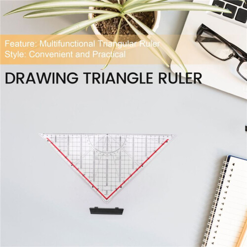 30CM Drawing Triangle Ruler Multi-Function Drawing Design Ruler with Handle Protractor Measurement Ruler Stationery 1