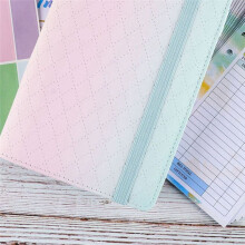 A6 GradiëNt Macaron Binder Hand Ledger Notebook Leer PU Losbladige Boek Cash Budget Boek met Zip Bag, Groen Roze